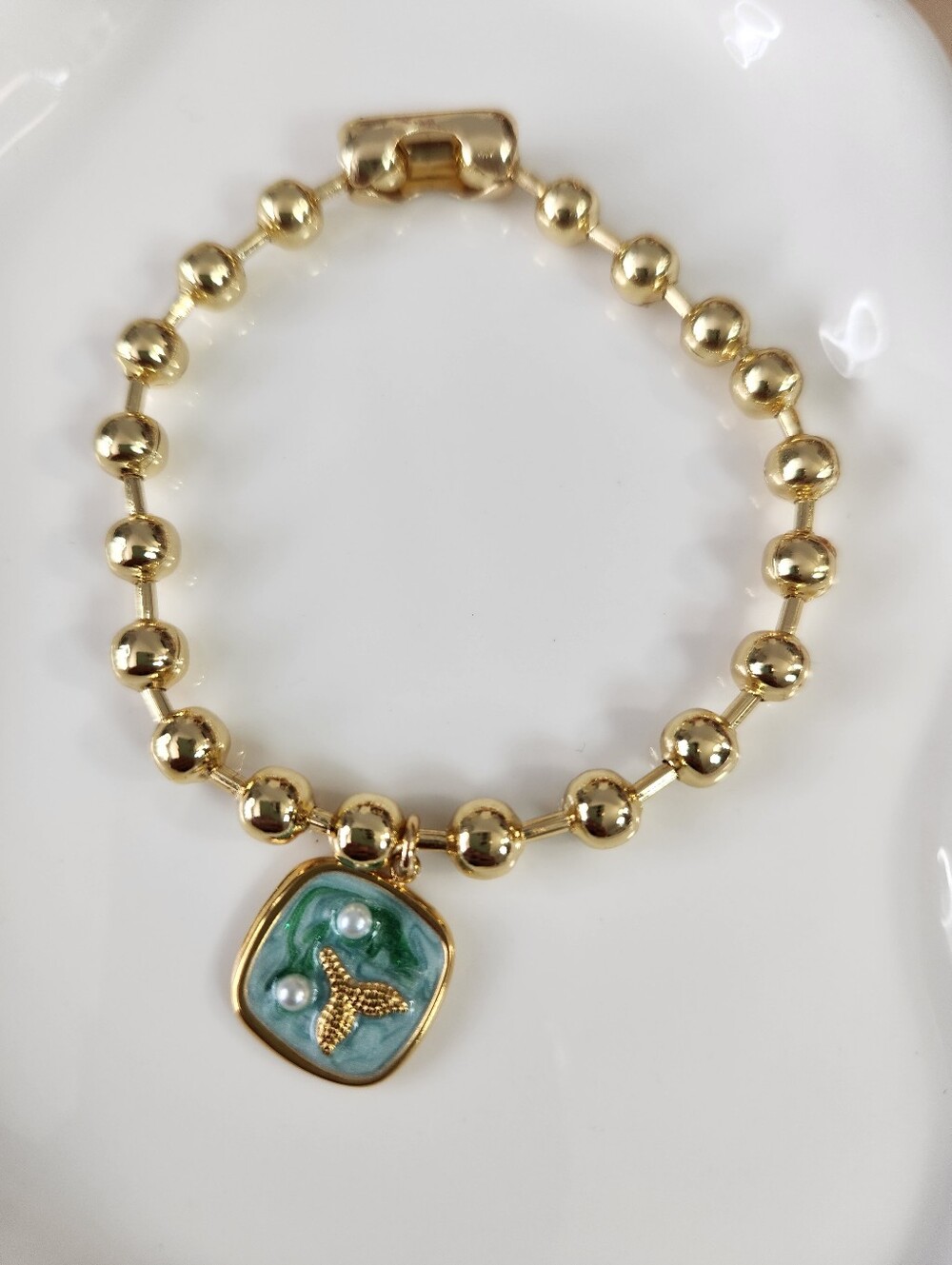 Fish Tail Charm Ball Chain Bracelet
